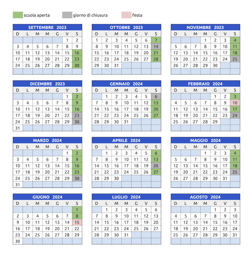 20232024 Calendar Scuola PIB